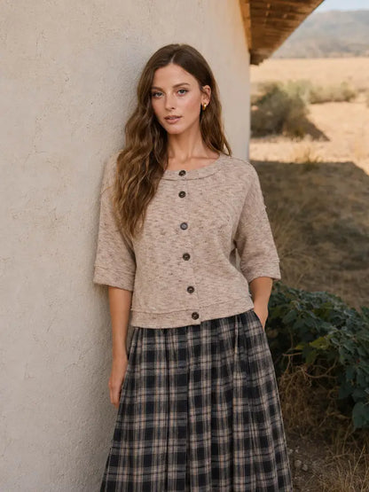 Button Down Raw Edge Top