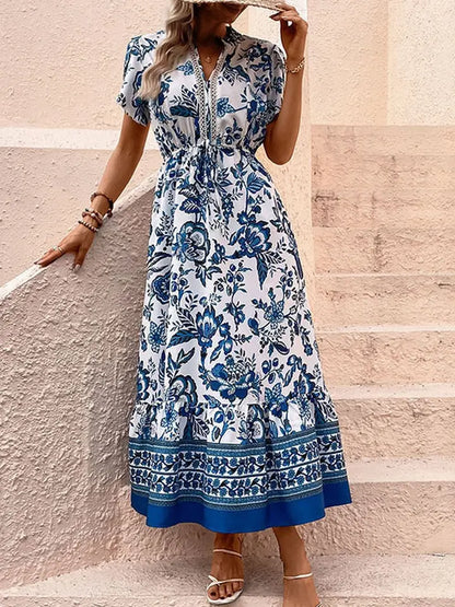 V-Neck Short Sleeve Maxi