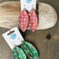 Red Christmas Print Dangle Earrings