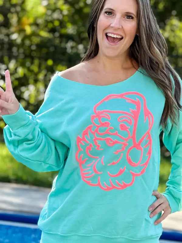 Santa Puff Unisex Raw Edge Sweatshirt