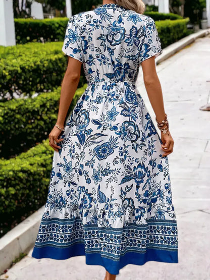 Blue Floral Pocket Dress