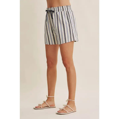 Nautical Stripe Elastic Waistband Pull-On Cotton Shorts