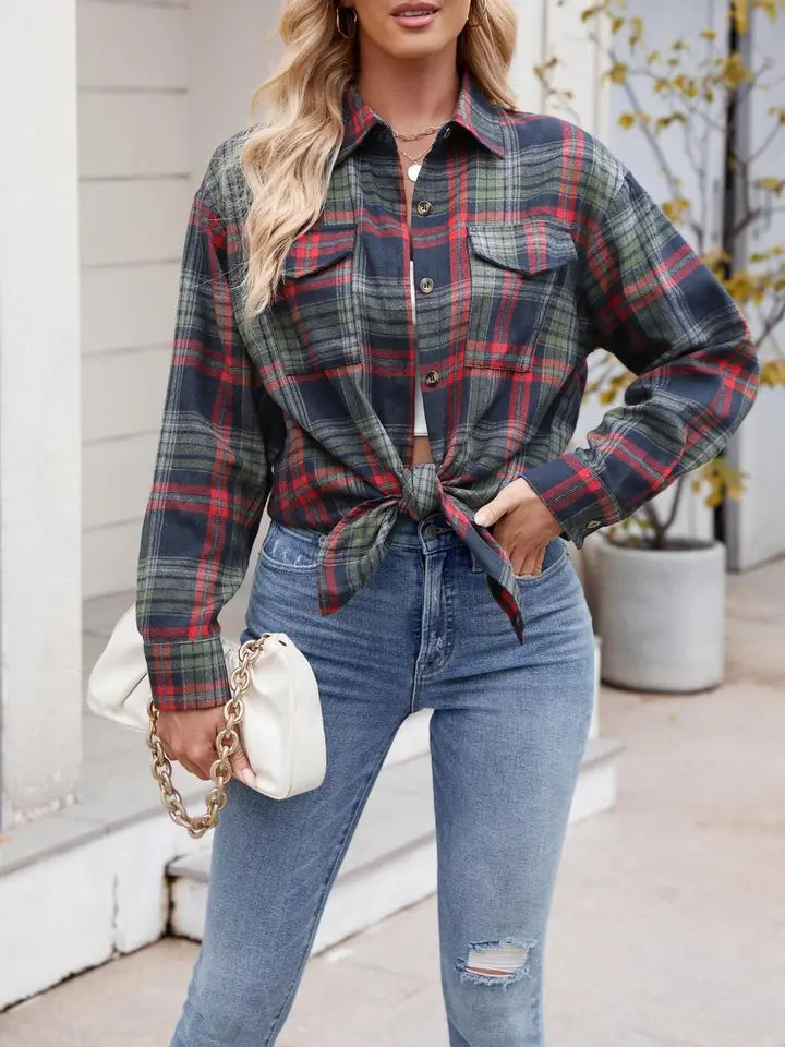 Loose Plaid Pocket Shirt