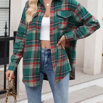 Loose Plaid Pocket Shirt