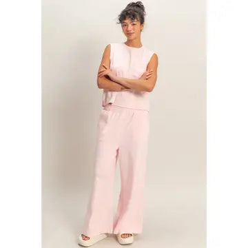 Elastic Waist Wide-Leg Pants