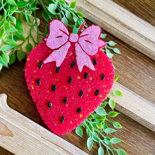 Strawberry Bow Car Freshie