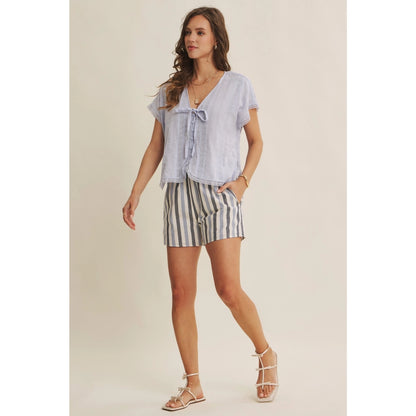 Lace Wanderlust Relaxed Button-Down Blouse with Dolman Slvs