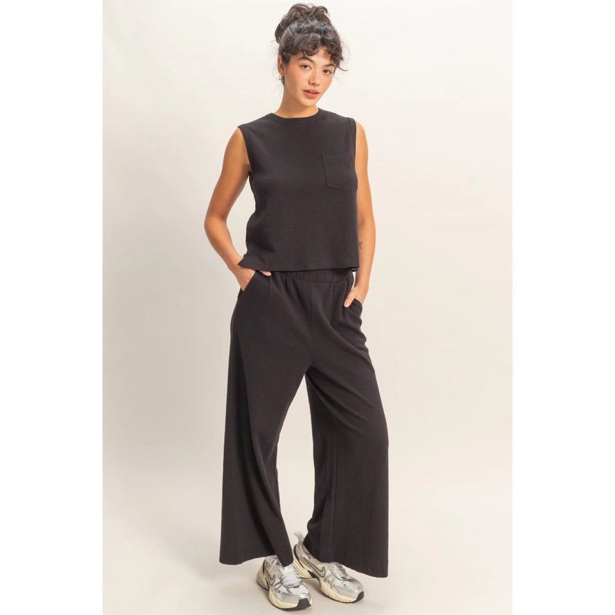 Elastic Waist Wide-Leg Pants