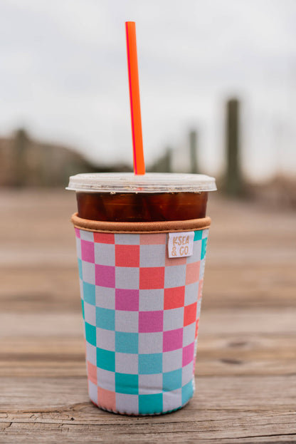 Checker Iced Coffee Drink Sleeve-LARGE