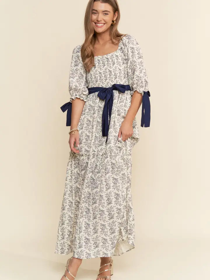 Floral Print Smocked Maxi Dress