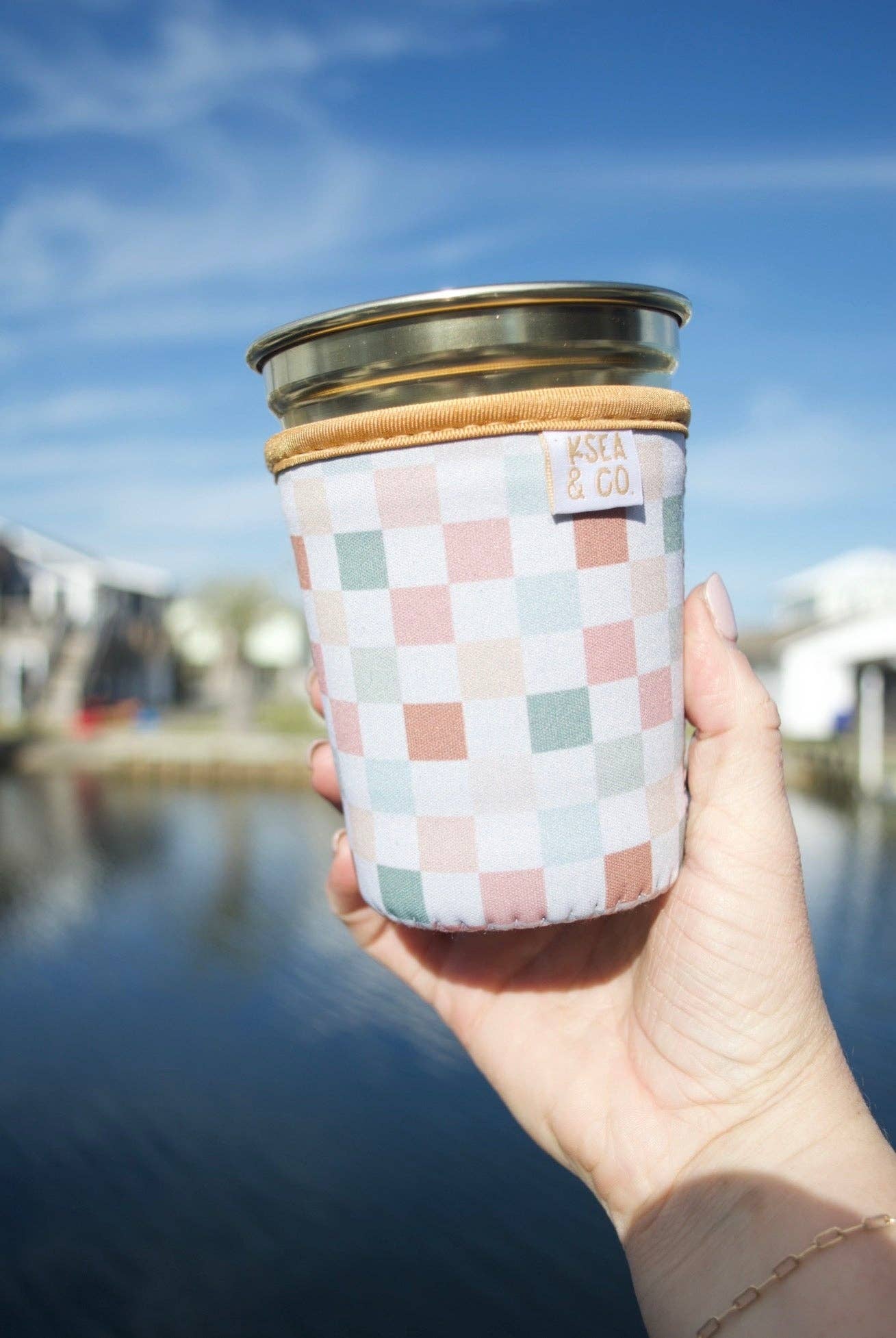Checker Iced Coffee Drink Sleeve- Small