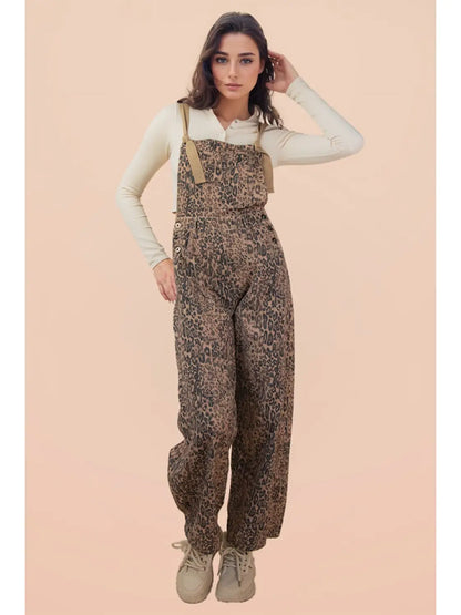Denim Cheetah Overalls