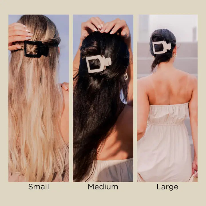 Square Flat Hair Clip | Small | Almond Beige