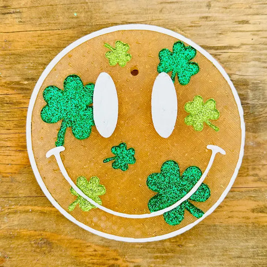St. Patricks Day Clover Happy Face Car Freshie