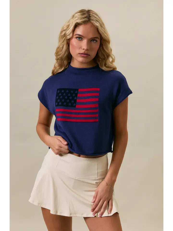 USA Mock Neck Sweater