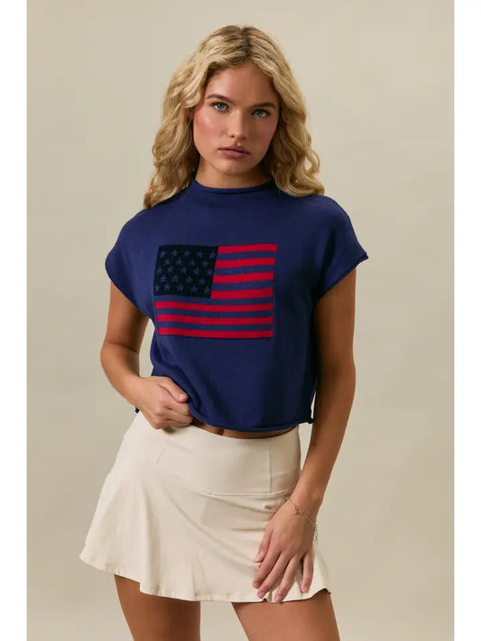 USA Mock Neck Sweater