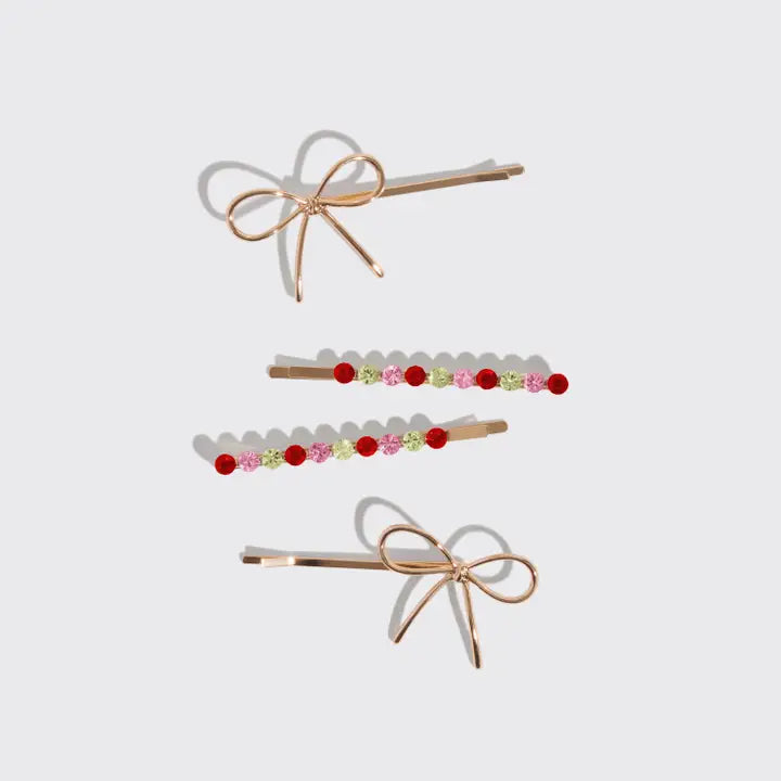 Gemstone and Bow Bobby Pins