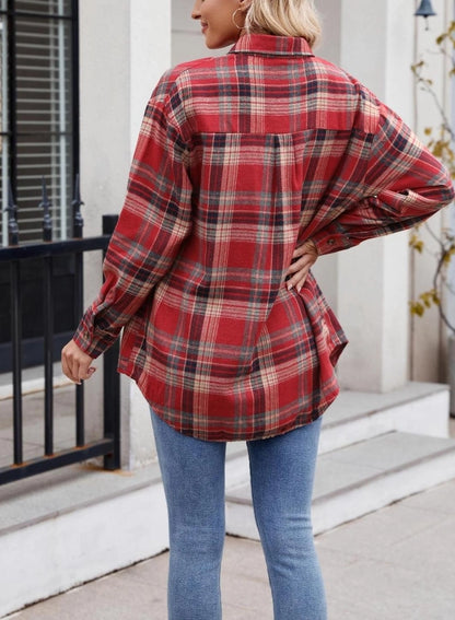 Loose Plaid Pocket Shirt