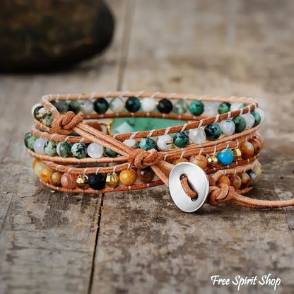 Green Jade & Jasper Wrap Bracelet