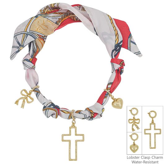 Red/White Knotted Scarf Necklace