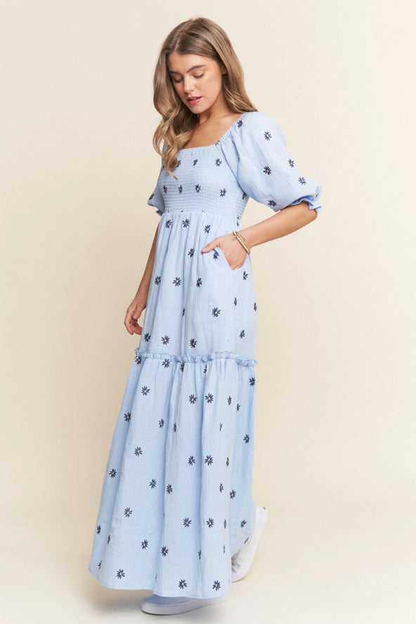 Flower Embroidered Maxi Dress