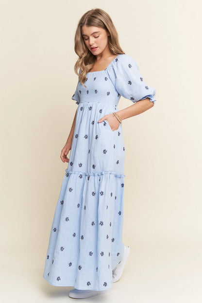 Flower Embroidered Maxi Dress