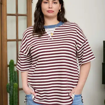 Plus Size Color Block Tee