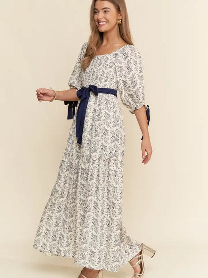 Floral Print Smocked Maxi Dress