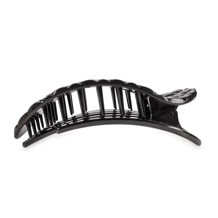 Flat Round Hair Clip | Large | Jet Black Quilted
