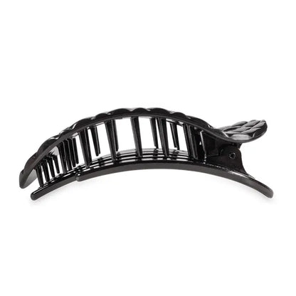 Flat Round Hair Clip | Large | Jet Black Quilted