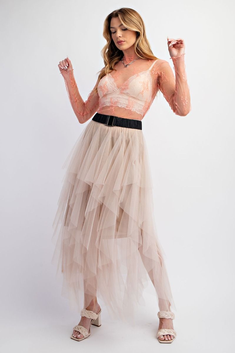 Easel Mesh Maxi Skirt