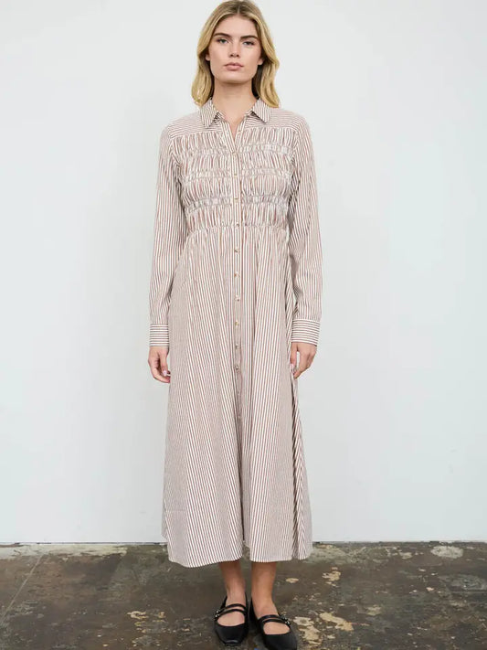 Sunday Stroll Striped Shirt Dress