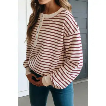 Striped Henley Long Sleeve