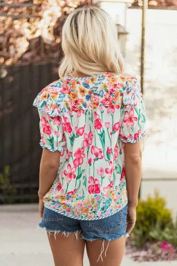 Floral Short Sleeve Blouse