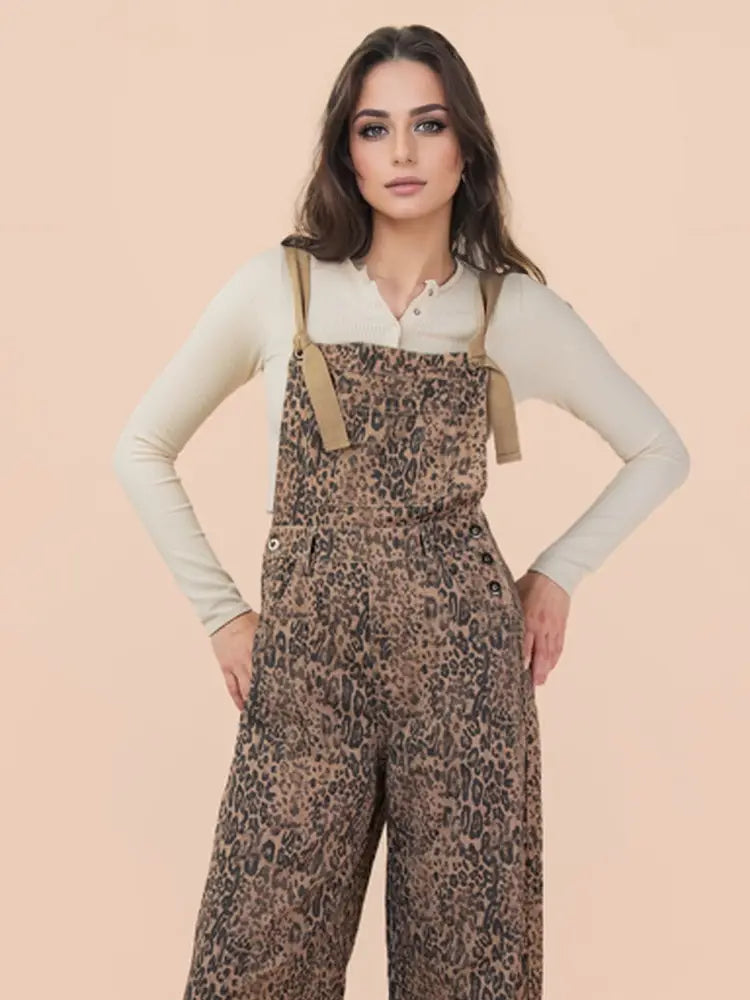 Denim Cheetah Overalls