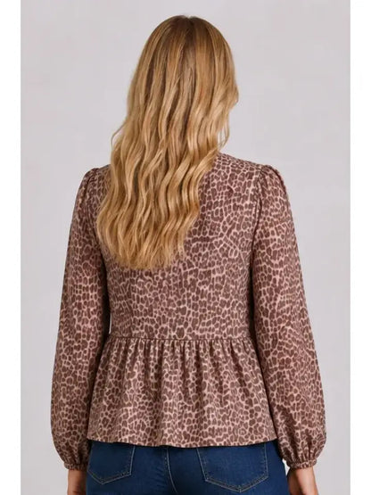 Twill Animal Bow Tie Front Blouse