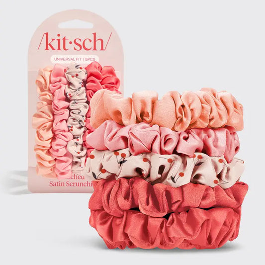 Ruched Satin Scrunchies 5pc Set