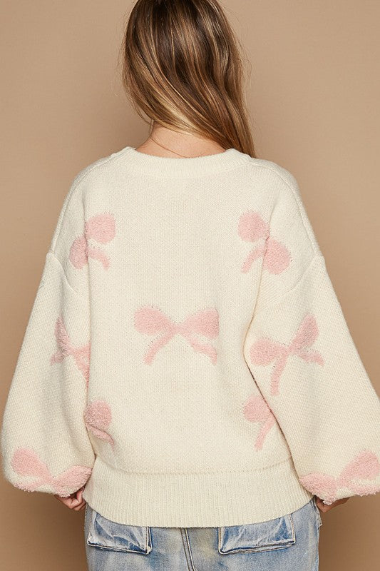 Pink Bow Round Neck sweater