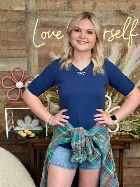 Teal Flannel Top