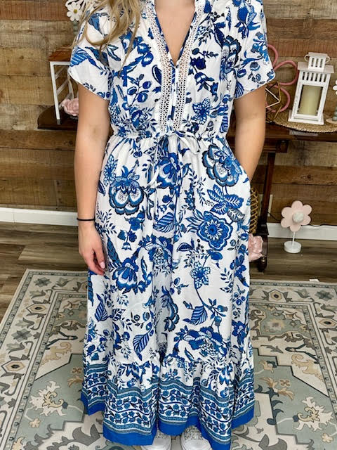 V-Neck Short Sleeve Maxi