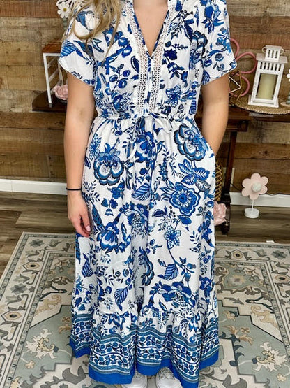 V-Neck Short Sleeve Maxi