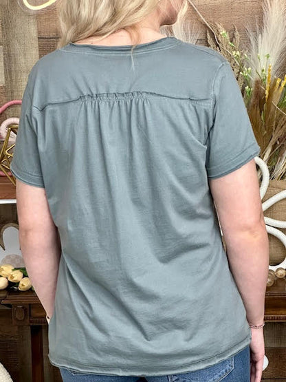 Split Seam Pocket Tee in Flint