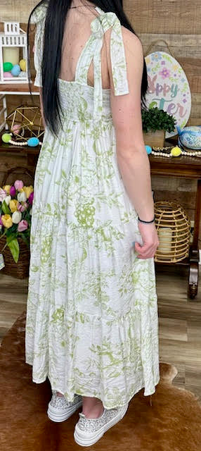 FRUIT BLOSSOM TIERED MIDI DRESS