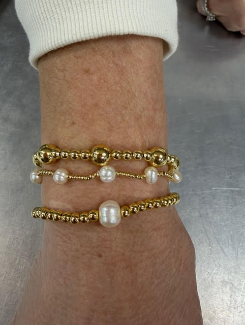 Pearl & Gold Bead 18K Gld Plated