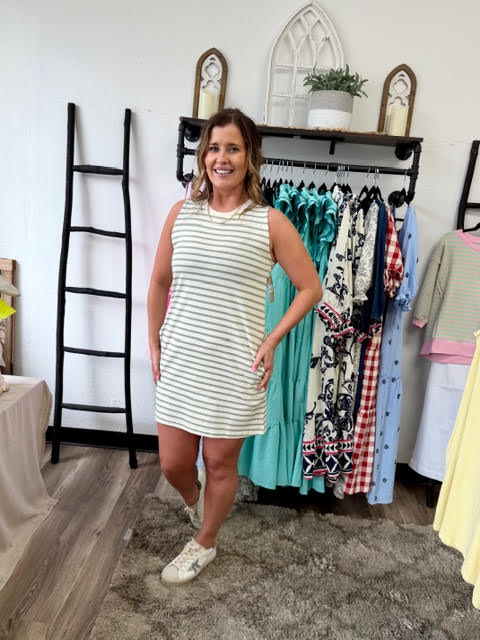 Striped Sleeveless Mini Dress