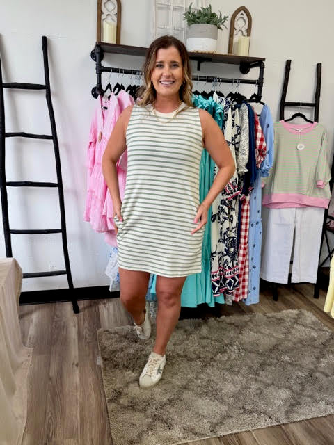 Striped Sleeveless Mini Dress