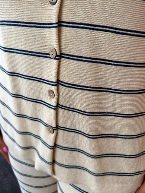 Navy Striped Linen Set