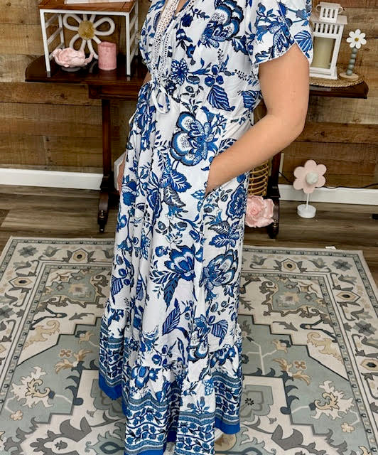 V-Neck Short Sleeve Maxi
